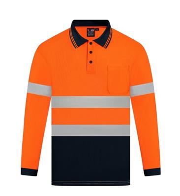 HI VIS LONG SLEEVE MICROMESH POLO WITH REFLECTIVE TWO TONE
