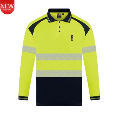RIGGERS LONG SLEEVE MICROMESH POLO WITH SEGMENTED REFLECTIVE TWO TONE