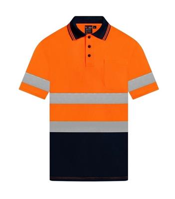 HI VIS SHORT SLEEVE MICROMESH POLO WITH REFLECTIVE TWO TONE