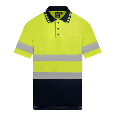 HI VIS SHORT SLEEVE MICROMESH POLO WITH REFLECTIVE TWO TONE