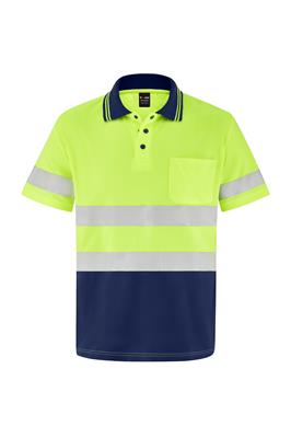 HI VIS SHORT SLEEVE MICROMESH POLO WITH REFLECTIVE TWO TONE