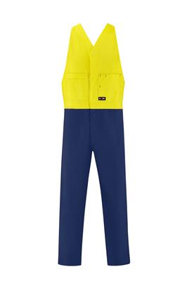 HI VIS ACTION BACK 100% COTTON DRILL OVERALLS TWO TONE