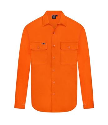 HI VIS ULTRA COOL LONG SLEEVE 100% COTTON VENTED SHIRT
