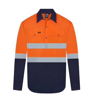 RIGGERS AIRFLEX LONG SLEEVE CLOSED FRONT COTTON DRILL SHIRT WITH PERFORATED REFLECTIVE TWO TONE