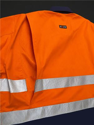 RIGGERS AIRFLEX LONG SLEEVE CLOSED FRONT COTTON DRILL SHIRT WITH PERFORATED REFLECTIVE TWO TONE