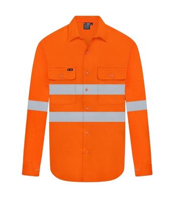 HI VIS ULTRA COOL LONG SLEEVE 100% COTTON VENTED SHIRT WITH REFLECTIVE