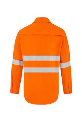 HI VIS ULTRA COOL LONG SLEEVE 100% COTTON VENTED SHIRT WITH REFLECTIVE