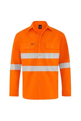 HI VIS ULTRA COOL LONG SLEEVE 100% COTTON VENTED SHIRT WITH REFLECTIVE