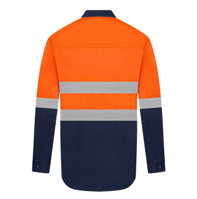 HI VIS ULTRA COOL LONG SLEEVE 100% COTTON VENTED SHIRT WITH REFLECTIVE TWO TONE