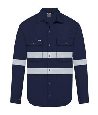 LONG SLEEVE 100% COTTON DRILL SHIRT WITH REFLECTIVE