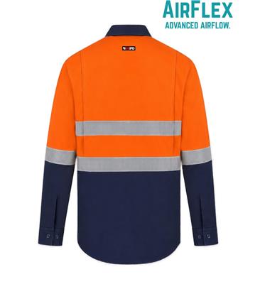 RIGGERS AIRFLEX LONG SLEEVE COTTON DRILL SHIRT WITH PERFORATED REFLECTIVE TWO TONE