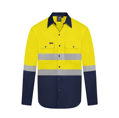 RIGGERS AIRFLEX LONG SLEEVE COTTON DRILL SHIRT WITH PERFORATED REFLECTIVE TWO TONE