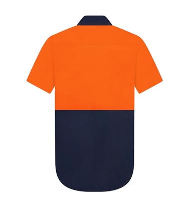 HI VIS SHORT SLEEVE 100% COTTON DRILL SHIRT TWO TONE