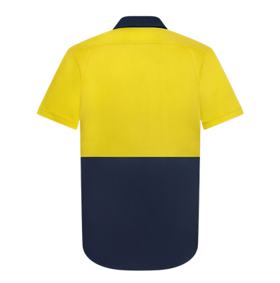 HI VIS SHORT SLEEVE 100% COTTON DRILL SHIRT TWO TONE