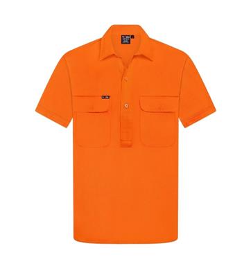 HI VIS SHORT SLEEVE CLOSED FRONT 100% COTTON DRILL SHIRT
