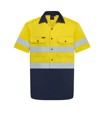 RIGGERS HI VIS ULTRA COOL SHORT SLEEVE COTTON VENTED SHIRT WITH REFLECTIVE TWO TONE