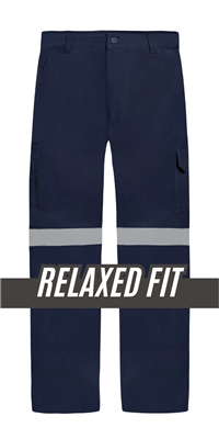 HEAVY WEIGHT 100% COTTON DRILL CARGO TROUSERS WITH REFLECTIVE