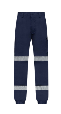 RIGGERS MID-WEIGHT STRETCH CARGO CUFFED TROUSERS WITH BIOMOTION REFLECTIVE TAPE NAVY