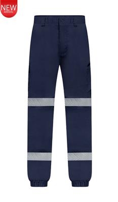 RIGGERS MID-WEIGHT STRETCH CARGO CUFFED TROUSERS WITH BIOMOTION REFLECTIVE TAPE NAVY