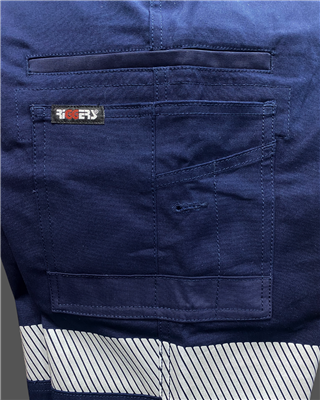 RIGGERS MID-WEIGHT STRETCH CARGO CUFFED TROUSERS WITH BIOMOTION REFLECTIVE TAPE NAVY