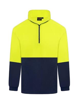 HI VIS HALF ZIP POLAR FLEECE WINDCHEATER TWO TONE