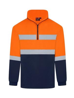 RIGGERS HI VIS HALF ZIP POLAR FLEECE WINDCHEATER WITH REFLECTIVE TWO TONE