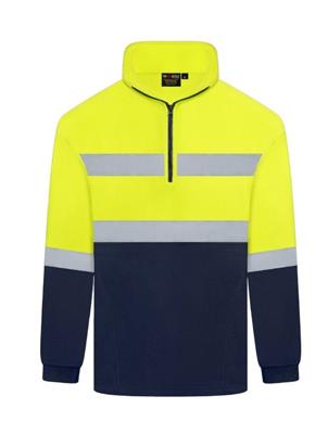 RIGGERS HI VIS HALF ZIP POLAR FLEECE WINDCHEATER WITH REFLECTIVE TWO TONE