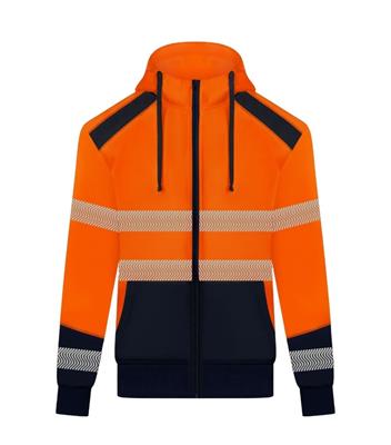 RIGGERS HIVIS FULL ZIP FLEECY HOODIE WITH BIOMOTION REFLECTIVE TWO TONE