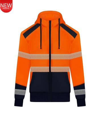 RIGGERS HIVIS FULL ZIP FLEECY HOODIE WITH BIOMOTION REFLECTIVE TWO TONE