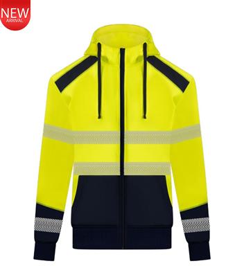 RIGGERS HIVIS FULL ZIP FLEECY HOODIE WITH BIOMOTION REFLECTIVE TWO TONE