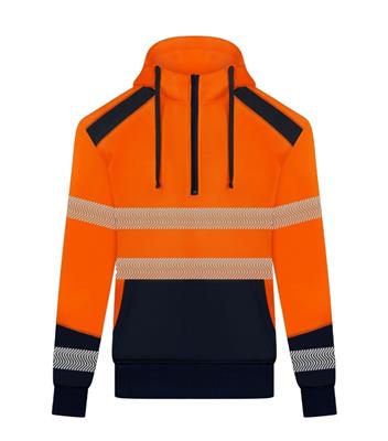 RIGGERS HIVIS HALF ZIP FLEECY HOODIE WITH BIOMOTION REFLECTIVE TWO TONE