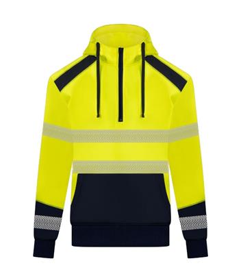 RIGGERS HIVIS HALF ZIP FLEECY HOODIE WITH BIOMOTION REFLECTIVE TWO TONE