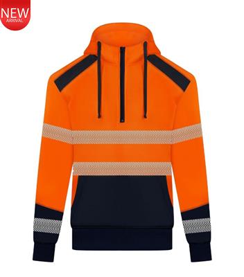 RIGGERS HIVIS HALF ZIP FLEECY HOODIE WITH BIOMOTION REFLECTIVE TWO TONE