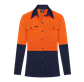 LADIES HI VIS ULTRA COOL LONG SLEEVE 100% COTTON VENTED SHIRT TWO TONE
