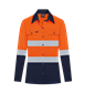 LADIES HI VIS LONG SLEEVE 100% COTTON DRILL SHIRT WITH REFLECTIVE TWO TONE