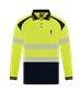 HI VIS LONG SLEEVE MICROMESH POLO WITH SEGMENTED REFLECTIVE TWO TONE