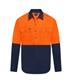 HI VIS LONG SLEEVE 100% COTTON DRILL SHIRT TWO TONE