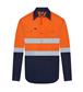 HI VIS LONG SLEEVE CLOSED FRONT 100% COTTON DRILL SHIRT WITH REFLECTIVE TWO TONE