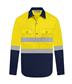HI VIS LONG SLEEVE CLOSED FRONT 100% COTTON DRILL SHIRT WITH REFLECTIVE TWO TONE