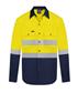 HI VIS LONG SLEEVE 100% COTTON DRILL SHIRT WITH REFLECTIVE TWO TONE