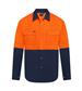 HI VIS LONG SLEEVE SNAP BUTTON 100% COTTON DRILL SHIRT TWO TONE