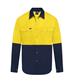 HI VIS LONG SLEEVE SNAP BUTTON 100% COTTON DRILL SHIRT TWO TONE