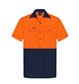 HI VIS SHORT SLEEVE 100% COTTON DRILL SHIRT TWO TONE